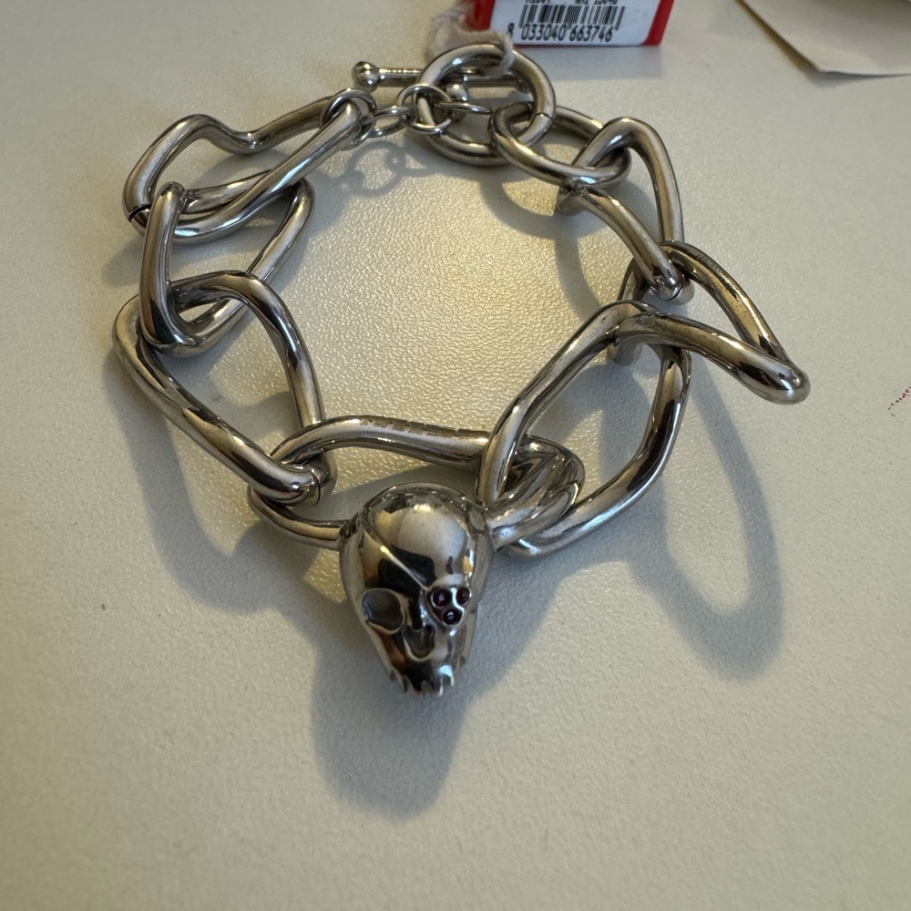 Miss Sixty Silver dark red crystals Skull Bracelet